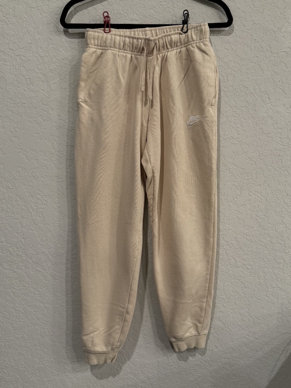 Nike Oatmeal Beige Fleece Joggers Sweatpants Size XS